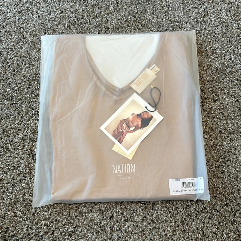 Nation LTD Erika Dress W/Elastic Detail, NWT, Cafe Au Lait, Medium - Picture 7 of 9